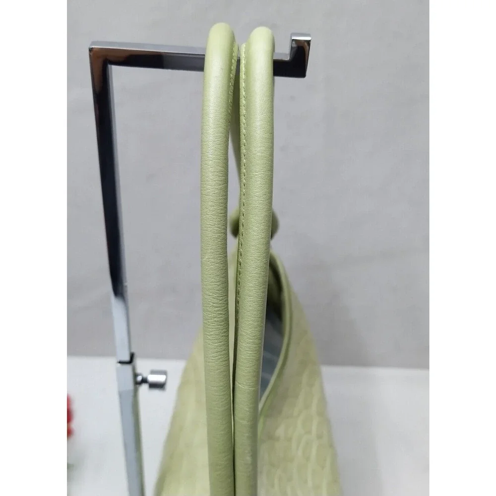 Mauro Governa Green Leather Crocodile Embossed Satchel Shoulder Bag